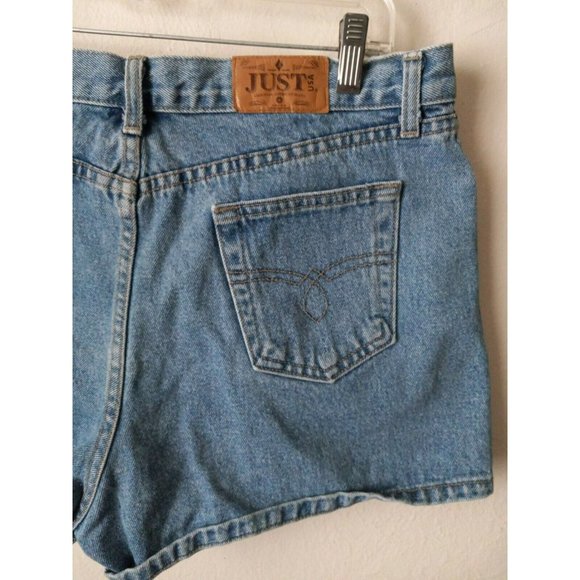Vintage 90s Just Jeans USA made distressed Blue Shorts Size 32 waist high rise - Picture 2 of 5